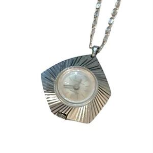 Vintage Lucerne Silver Watch Pendant Necklace